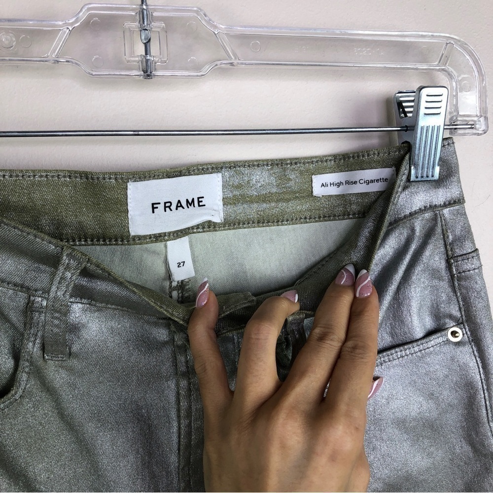 FRAME silver metallic Ali High Rise Cigarette Jeans - Picture 7 of 12